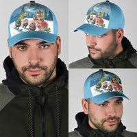 New Zealand and Australia Merry Christmas Classic Cap Kiwi Birds Skiing and Santa Riding Kangaroo with Koala