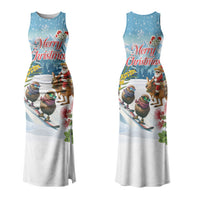 New Zealand and Australia Merry Christmas Couples Matching Tank Maxi Dress and Hawaiian Shirt Kiwi Birds Skiing and Koala Santa Riding Kangaroo LT03 - Polynesian Pride