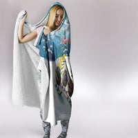 New Zealand and Australia Merry Christmas Hooded Blanket Kiwi Birds Skiing and Koala Santa Riding Kangaroo