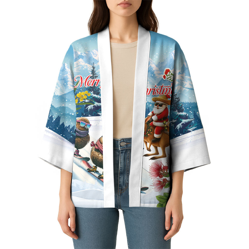 New Zealand and Australia Merry Christmas Kimono Kiwi Birds Skiing and Koala Santa Riding Kangaroo