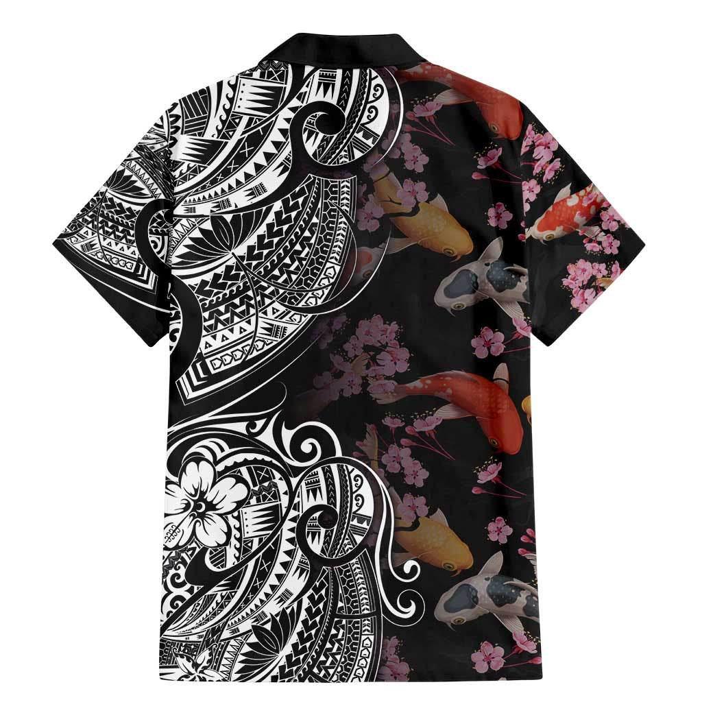 Hawaiian and Japanese Together Family Matching Mermaid Dress and Hawaiian Shirt Polynesian Triball Tattoo Koi Carps and Sakura