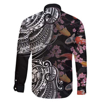 Hawaiian and Japanese Together Family Matching Tank Maxi Dress and Hawaiian Shirt Polynesian Triball Tattoo Koi Carps and Sakura