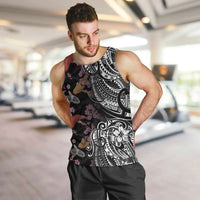 Hawaiian and Japanese Together Men Tank Top Polynesian Triball Tattoo Koi Carps and Sakura