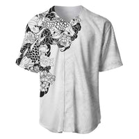 Hawaiian and Japanese Together Baseball Jersey Japanese Koi Fish Tattoo and Kakau Pattern White Color LT03 White - Polynesian Pride