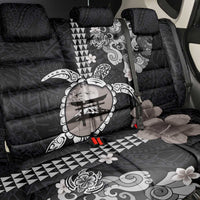 Hawaiian and Japanese Together Back Car Seat Cover Japanese Culture and Turtle Kakau Tattoo Black Color