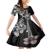 Hawaiian and Japanese Together Family Matching Mermaid Dress and Hawaiian Shirt Japanese Culture and Turtle Kakau Tattoo Black Color