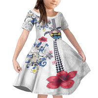 Hawaiian and Japanese Together Family Matching Mermaid Dress and Hawaiian Shirt Japanese Culture and Turtle Kakau Tattoo White Color