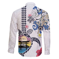 Hawaiian and Japanese Together Family Matching Mermaid Dress and Hawaiian Shirt Japanese Culture and Turtle Kakau Tattoo White Color