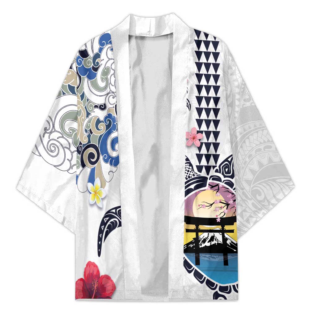 Hawaiian and Japanese Together Kimono Japanese Culture and Turtle Kakau Tattoo White Color - Polynesian Pride