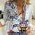 Hawaiian and Japanese Together Women Casual Shirt Japanese Culture and Turtle Kakau Tattoo White Color