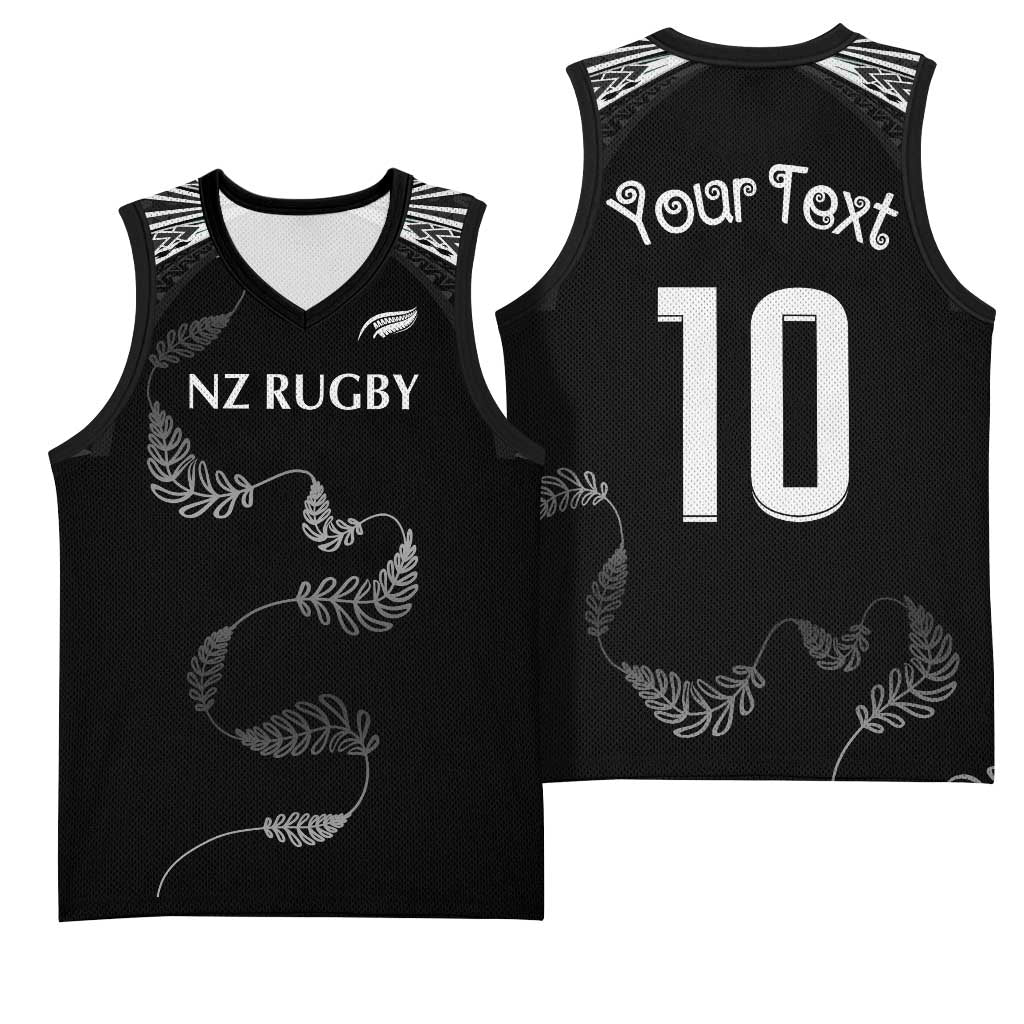 New Zealand Rugby Custom Basketball Jersey Aotearoa Armour Blacks Silver Ferns - Polynesian Pride