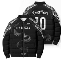 New Zealand Rugby Custom Bomber Puffer Jacket Aotearoa Armour Blacks Silver Ferns - Polynesian Pride