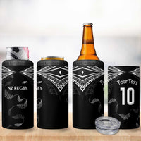 New Zealand Rugby Custom 4 in 1 Can Cooler Tumbler Aotearoa Armour Blacks Silver Ferns - Polynesian Pride