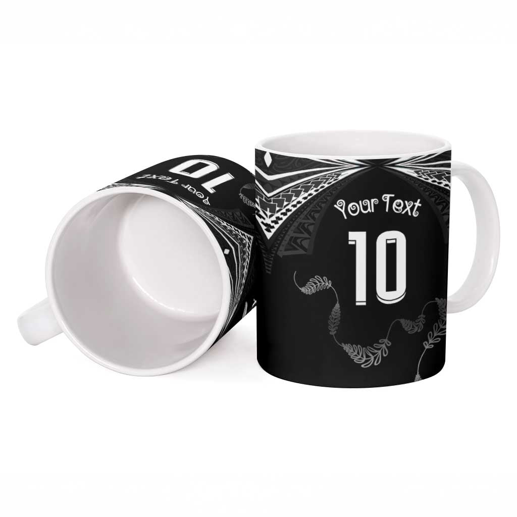 New Zealand Rugby Custom Ceramic Mug Aotearoa Armour Blacks Silver Ferns - Polynesian Pride