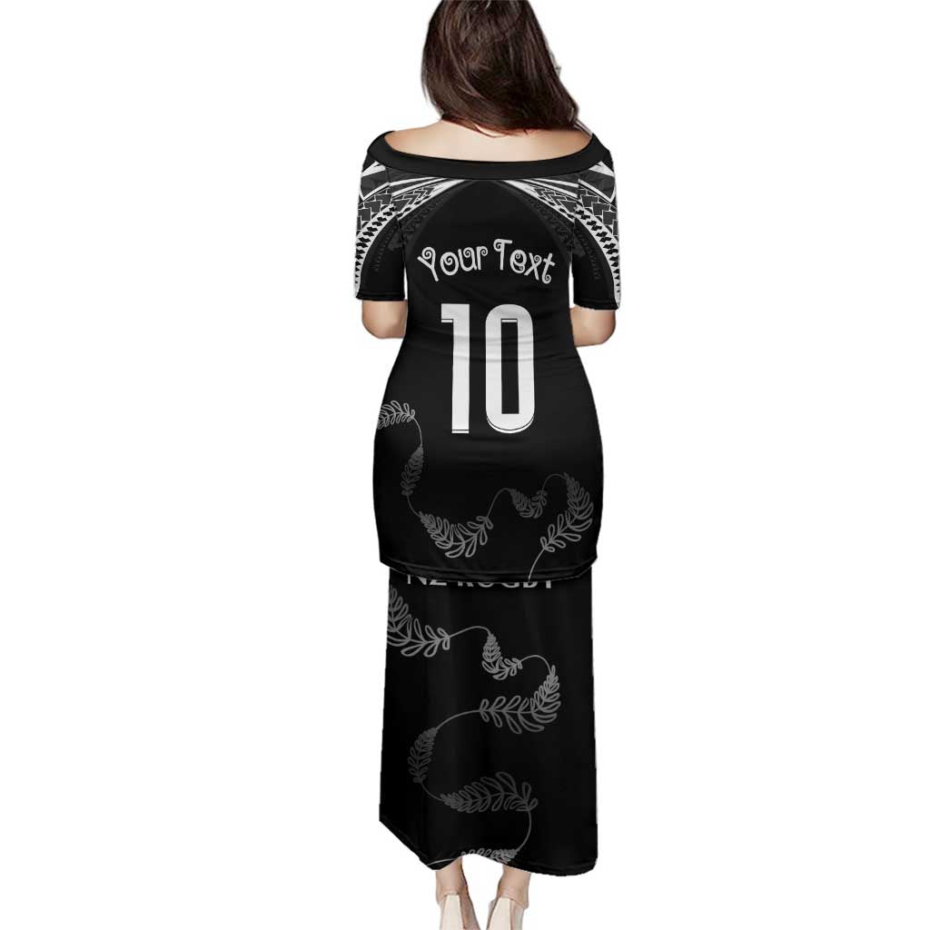 New Zealand Rugby Custom Family Matching Puletasi and Hawaiian Shirt Aotearoa Armour Blacks Silver Ferns - Polynesian Pride