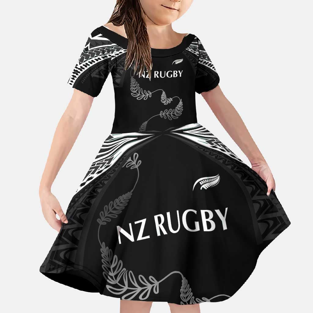 New Zealand Rugby Custom Family Matching Summer Maxi Dress and Hawaiian Shirt Aotearoa Armour Blacks Silver Ferns - Polynesian Pride