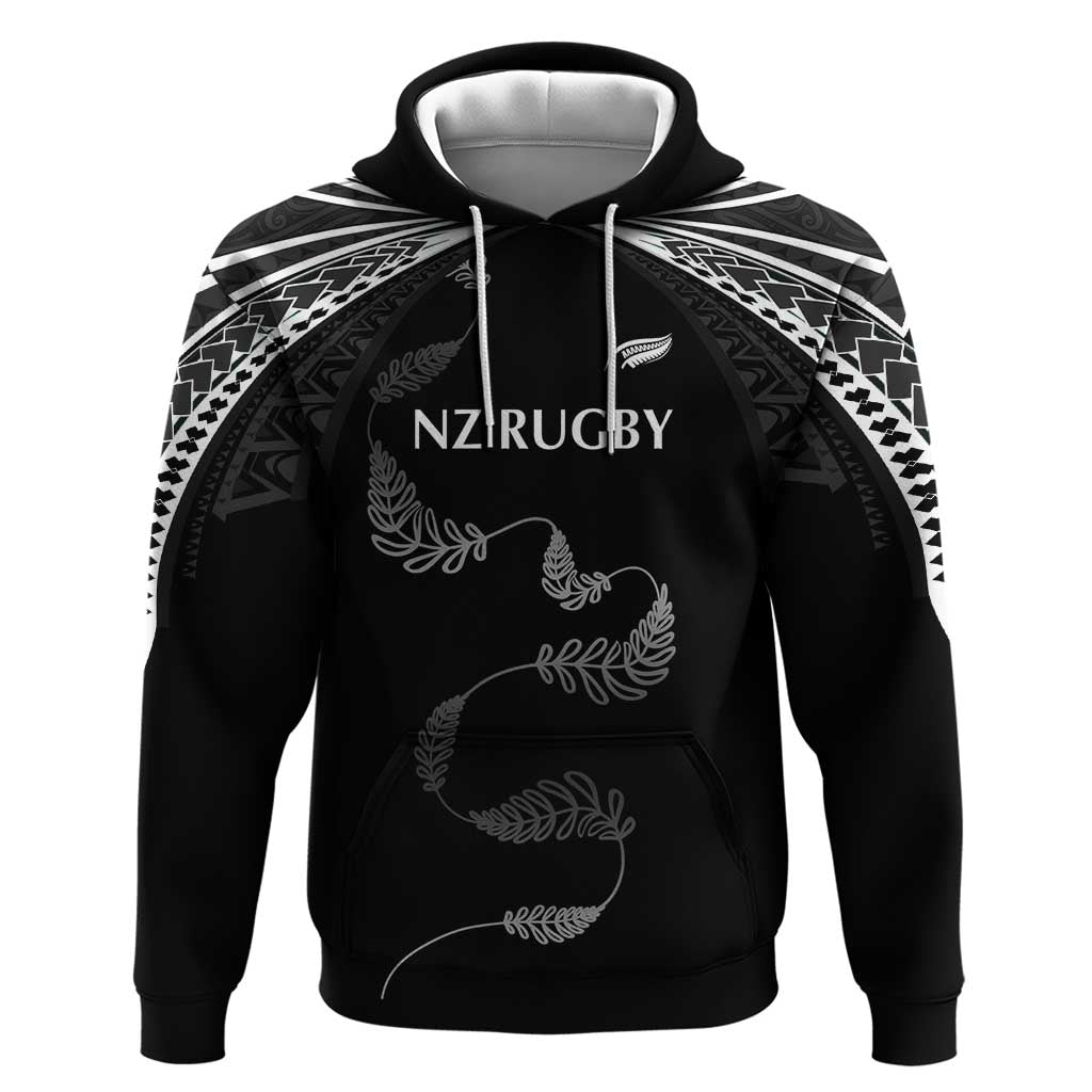 New Zealand Rugby Custom Hoodie Aotearoa Armour Blacks Silver Ferns - Polynesian Pride