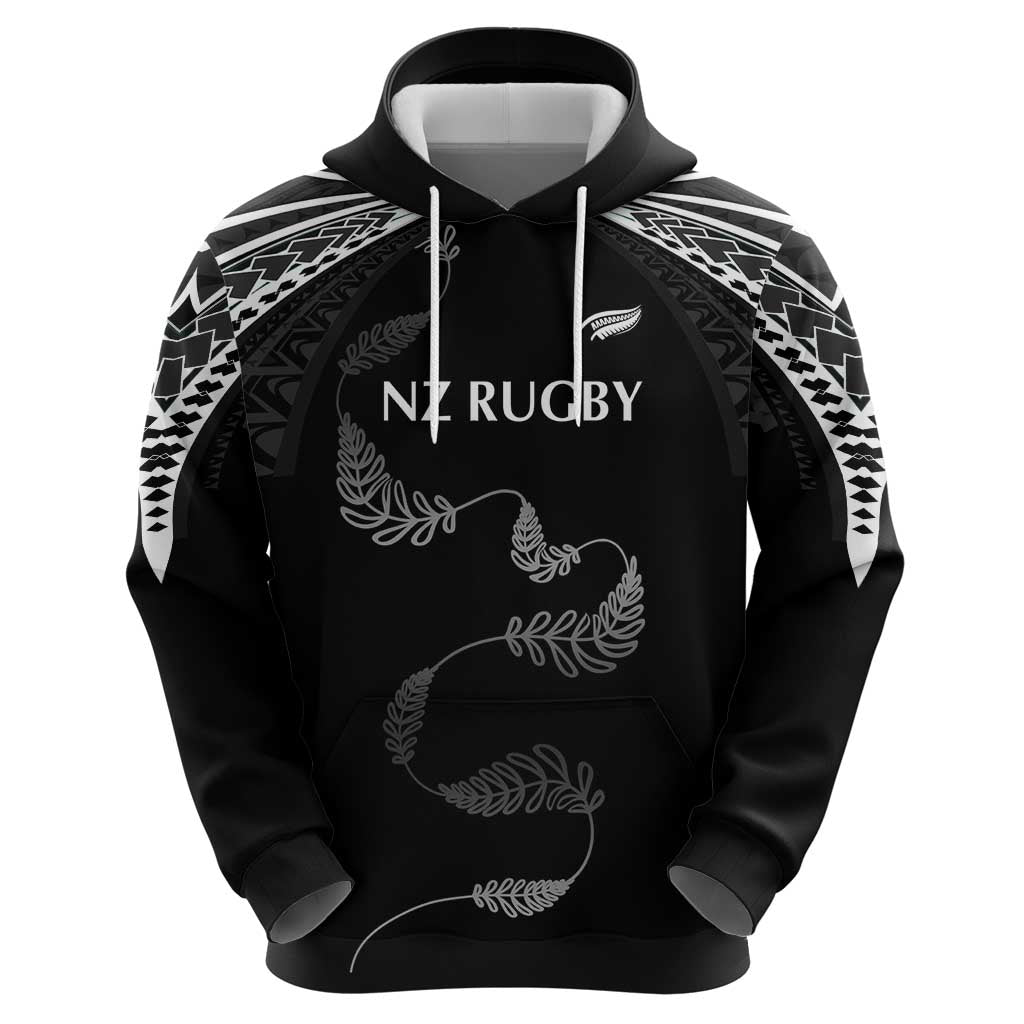 New Zealand Rugby Custom Hoodie Aotearoa Armour Blacks Silver Ferns - Polynesian Pride