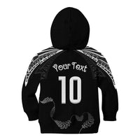 New Zealand Rugby Custom Kid Hoodie Aotearoa Armour Blacks Silver Ferns - Polynesian Pride