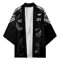 New Zealand Rugby Custom Kimono Aotearoa Armour Blacks Silver Ferns LT03 Unisex Black - Polynesian Pride