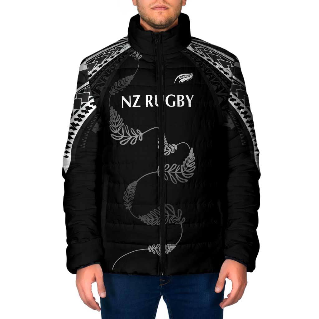 New Zealand Rugby Custom Padded Jacket Aotearoa Armour Blacks Silver Ferns - Polynesian Pride