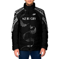 New Zealand Rugby Custom Padded Jacket Aotearoa Armour Blacks Silver Ferns - Polynesian Pride