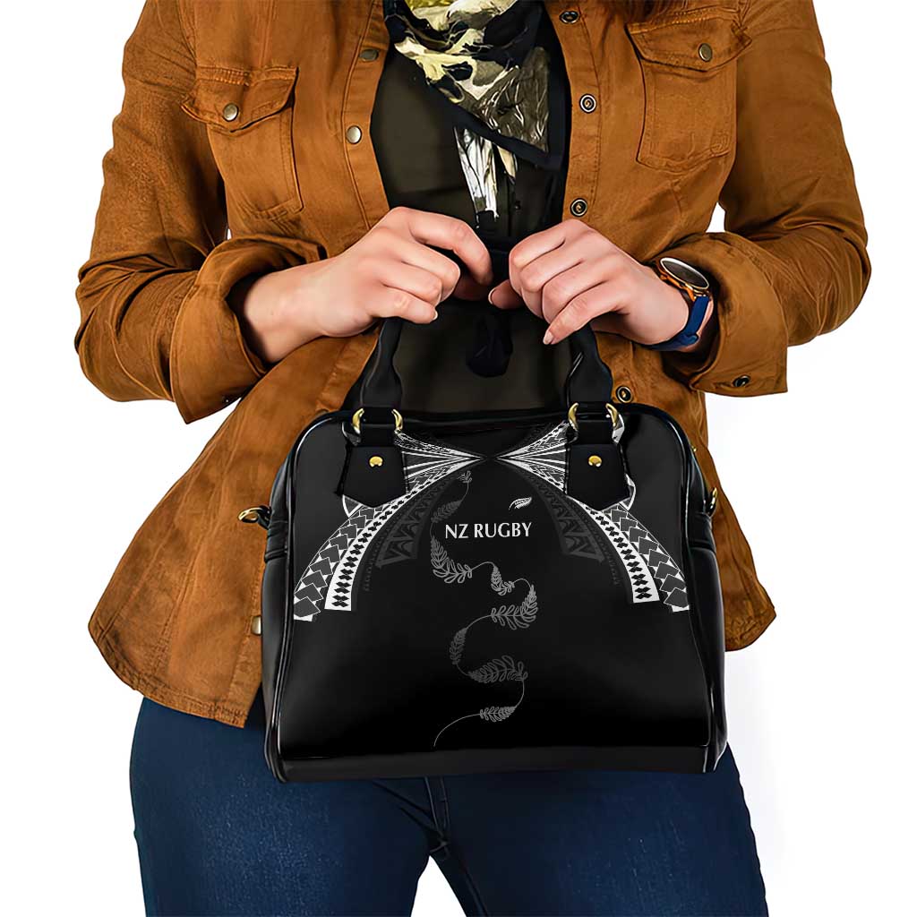 New Zealand Rugby Shoulder Handbag Aotearoa Armour Blacks Silver Ferns - Polynesian Pride