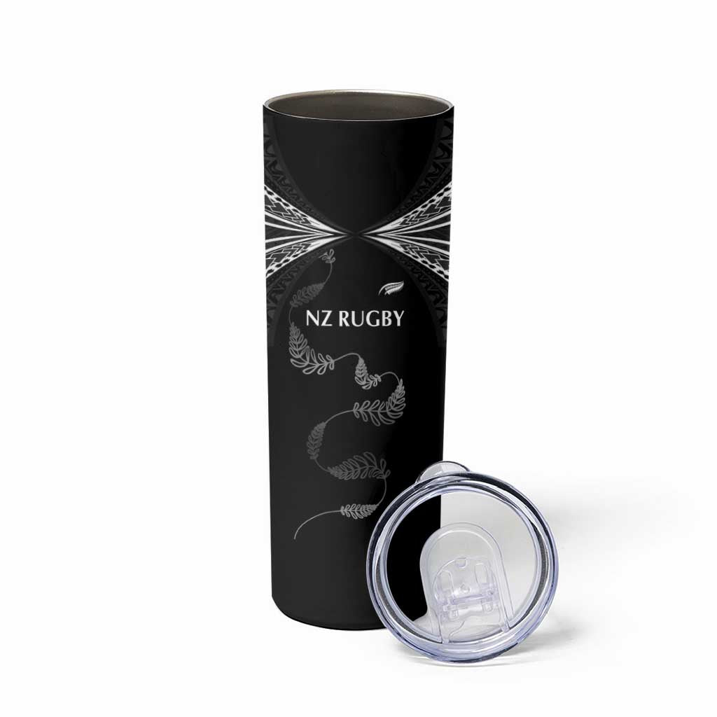 New Zealand Rugby Custom Skinny Tumbler Aotearoa Armour Blacks Silver Ferns - Polynesian Pride