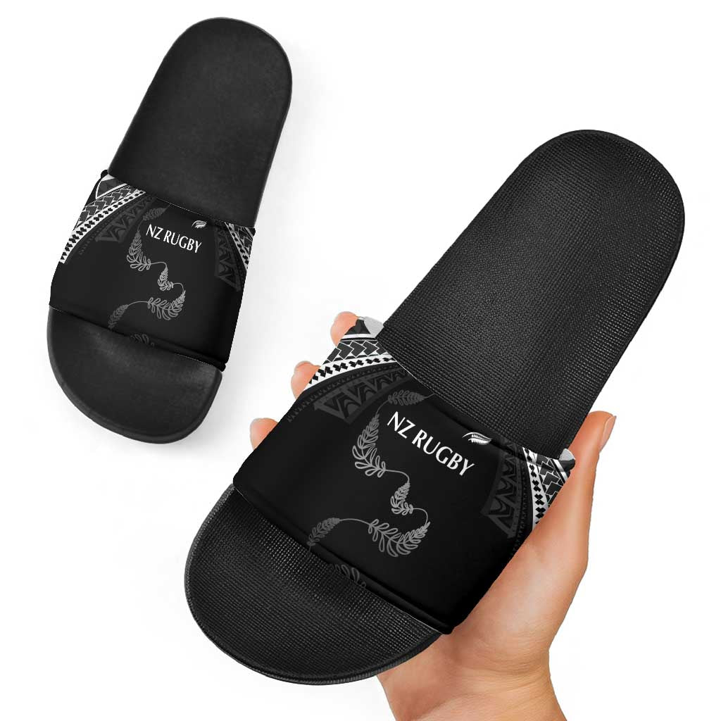 New Zealand Rugby Slide Sandals Aotearoa Armour Blacks Silver Ferns - Polynesian Pride