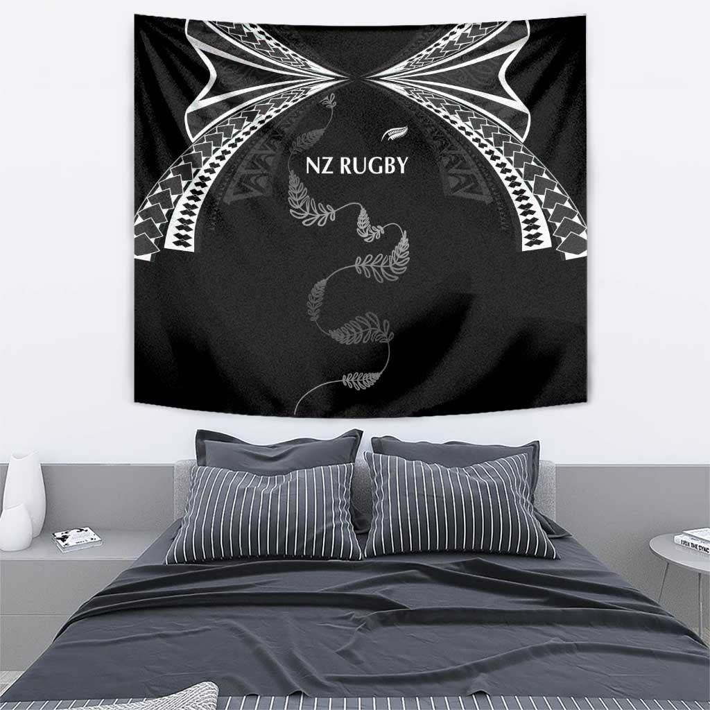 New Zealand Rugby Tapestry Aotearoa Armour Blacks Silver Ferns - Polynesian Pride