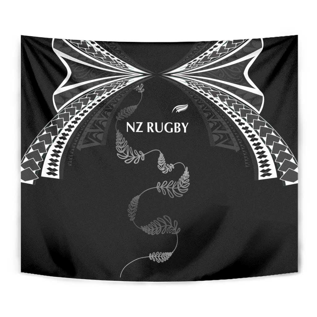 New Zealand Rugby Tapestry Aotearoa Armour Blacks Silver Ferns - Polynesian Pride