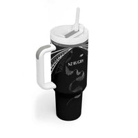 New Zealand Rugby Custom Tumbler With Handle Aotearoa Armour Blacks Silver Ferns - Polynesian Pride