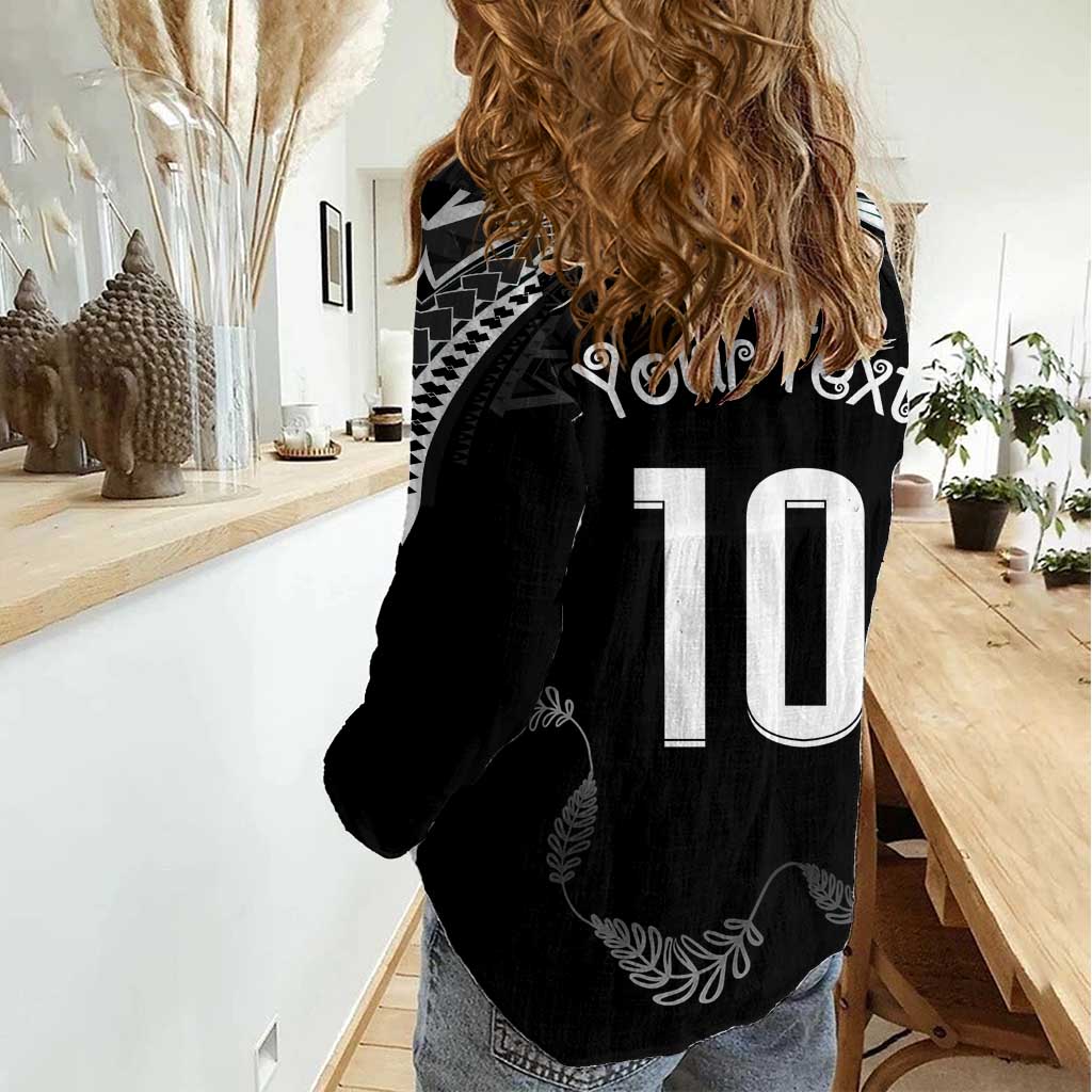 New Zealand Rugby Custom Women Casual Shirt Aotearoa Armour Blacks Silver Ferns - Polynesian Pride