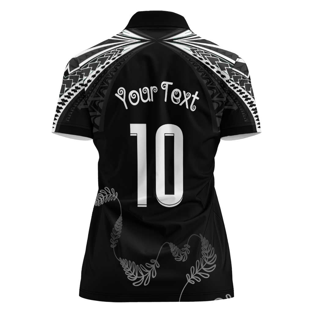 New Zealand Rugby Custom Women Polo Shirt Aotearoa Armour Blacks Silver Ferns - Polynesian Pride