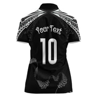 New Zealand Rugby Custom Women Polo Shirt Aotearoa Armour Blacks Silver Ferns - Polynesian Pride