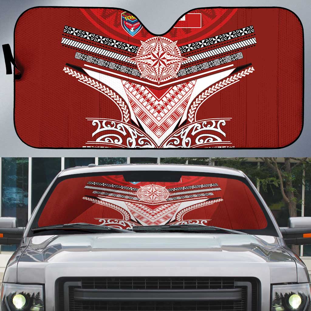 Tonga Rugby Auto Sun Shade Mana o Tonga-Tribal Heritage Edition Red Color - Polynesian Pride