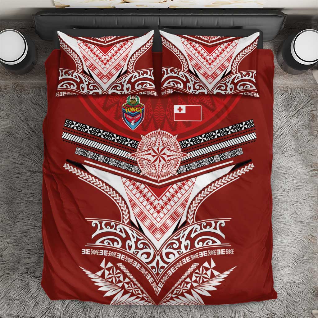 Tonga Rugby Bedding Set Mana o Tonga-Tribal Heritage Edition Red Color - Polynesian Pride