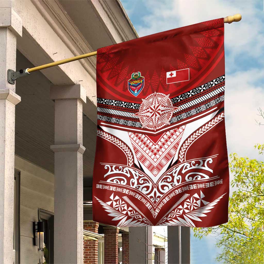 Tonga Rugby Garden Flag Mana o Tonga-Tribal Heritage Edition Red Color - Polynesian Pride