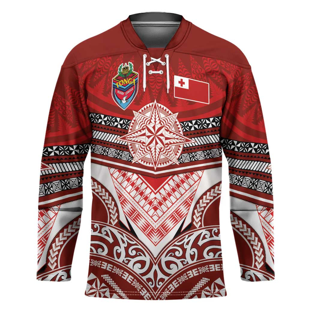 Tonga Rugby Custom Hockey Jersey Mana o Tonga-Tribal Heritage Edition Red Color - Polynesian Pride