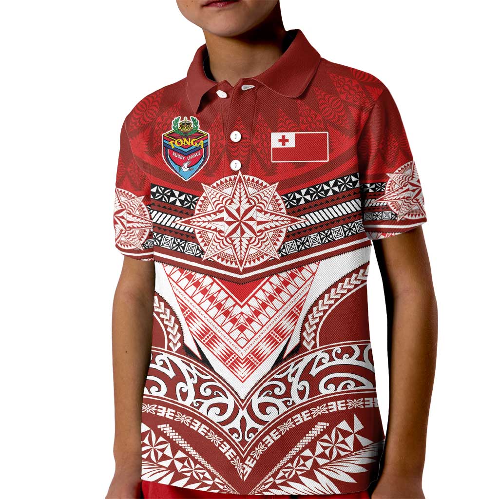 Tonga Rugby Custom Kid Polo Shirt Mana o Tonga-Tribal Heritage Edition Red Color - Polynesian Pride