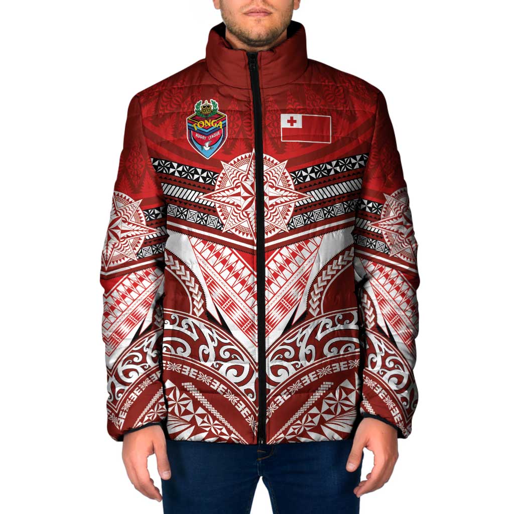 Tonga Rugby Custom Padded Jacket Mana o Tonga-Tribal Heritage Edition Red Color - Polynesian Pride
