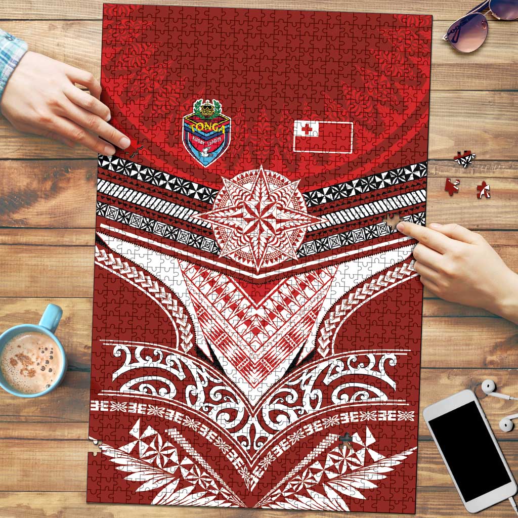 Tonga Rugby Puzzle Mana o Tonga-Tribal Heritage Edition Red Color - Polynesian Pride