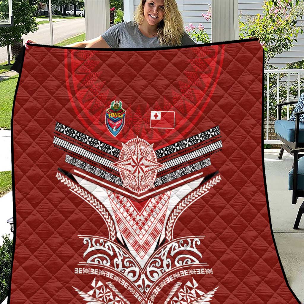 Tonga Rugby Quilt Mana o Tonga-Tribal Heritage Edition Red Color - Polynesian Pride