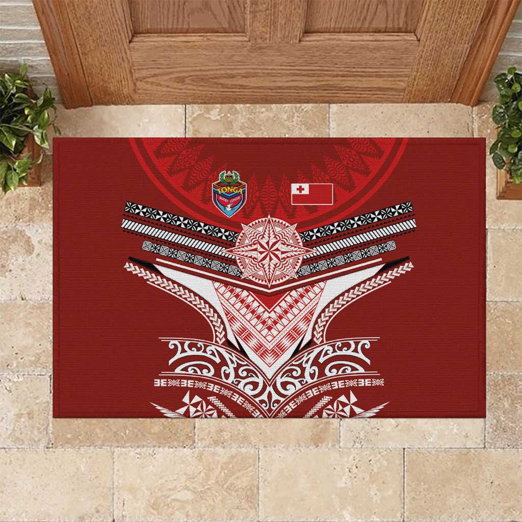 Tonga Rugby Rubber Doormat Mana o Tonga-Tribal Heritage Edition Red Color - Polynesian Pride