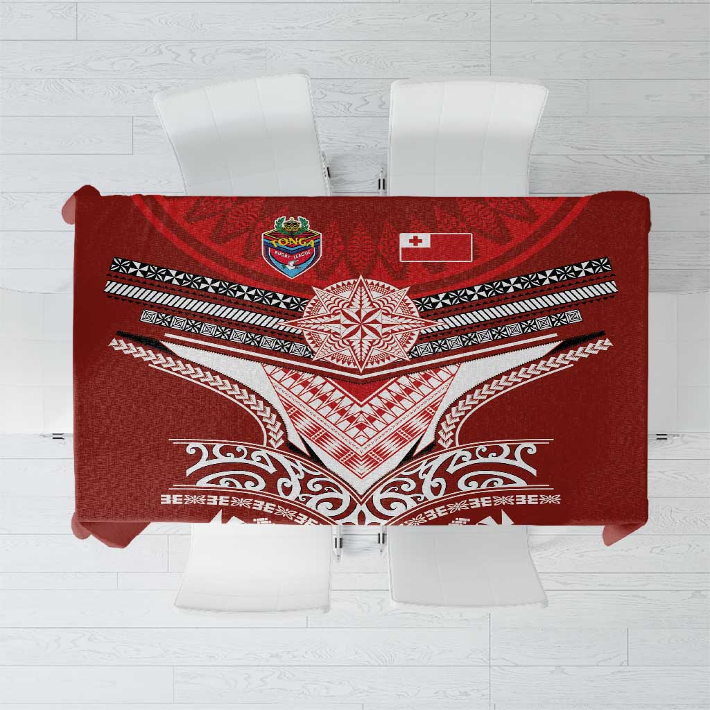 Tonga Rugby Tablecloth Mana o Tonga-Tribal Heritage Edition Red Color - Polynesian Pride