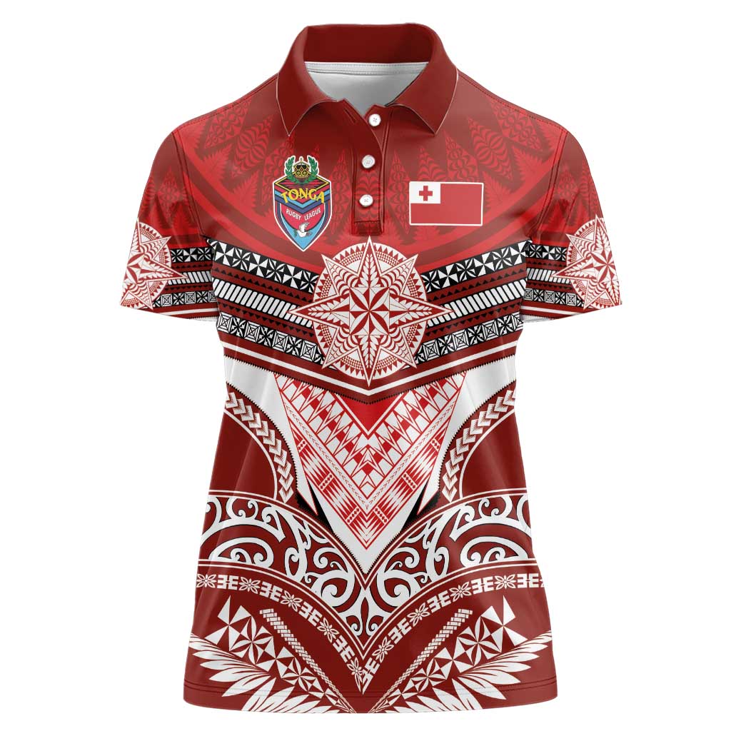 Tonga Rugby Custom Women Polo Shirt Mana o Tonga-Tribal Heritage Edition Red Color - Polynesian Pride