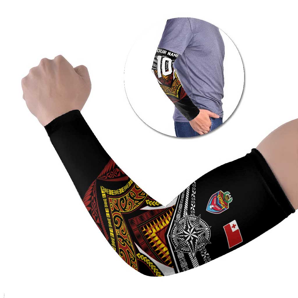 Tonga Rugby Custom Arm Sleeves Mana o Tonga-Tribal Heritage Edition Black Color - Polynesian Pride