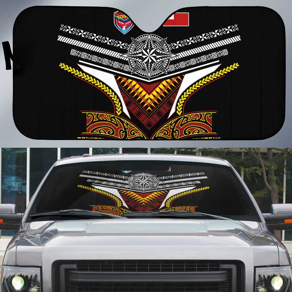 Tonga Rugby Auto Sun Shade Mana o Tonga-Tribal Heritage Edition Black Color - Polynesian Pride