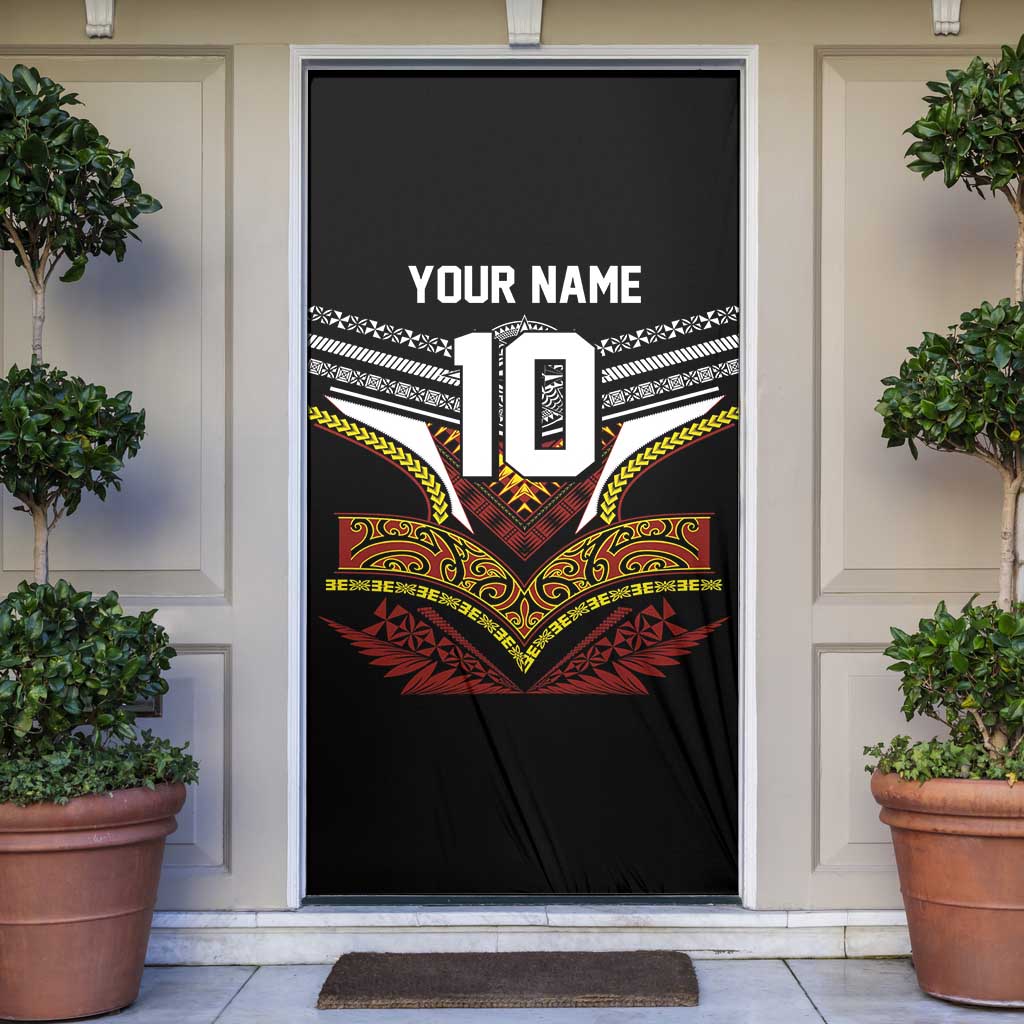Tonga Rugby Custom Door Cover Mana o Tonga-Tribal Heritage Edition Black Color - Polynesian Pride