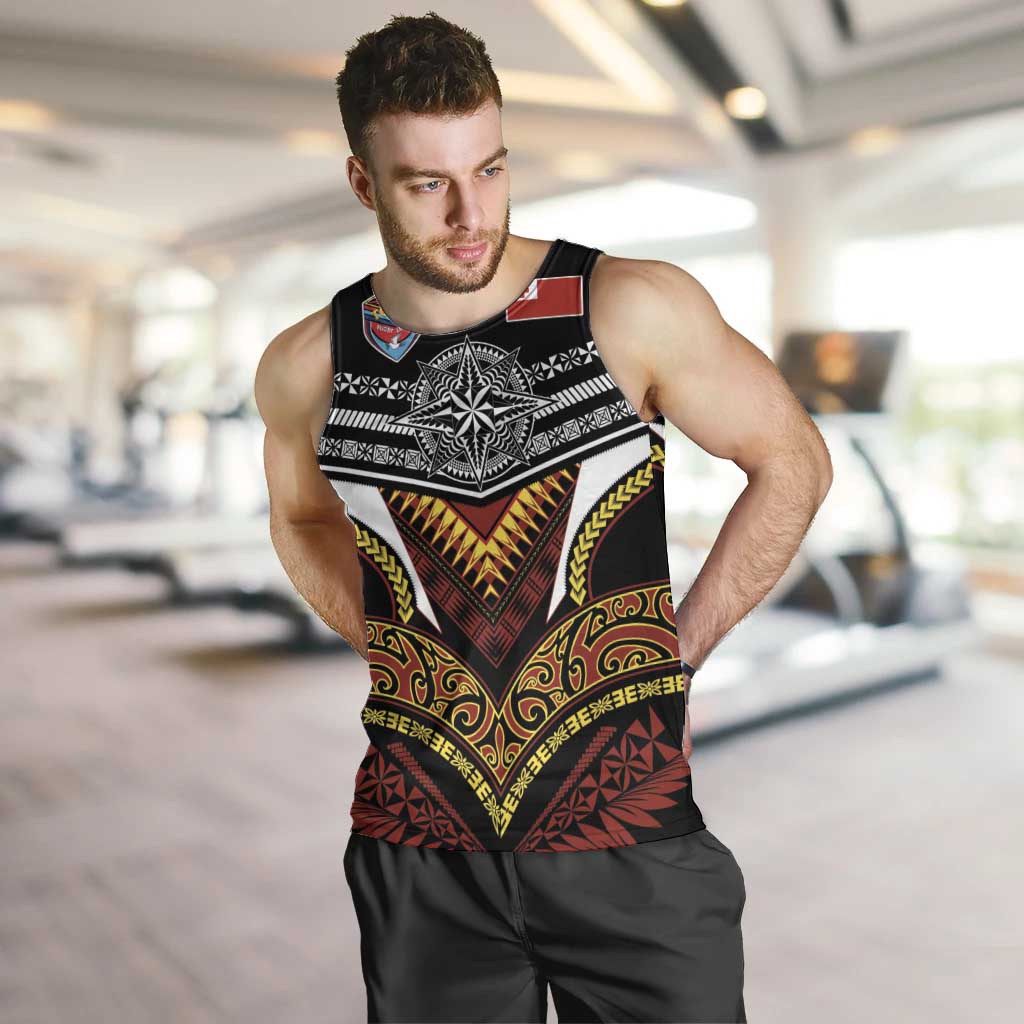 Tonga Rugby Custom Men Tank Top Mana o Tonga-Tribal Heritage Edition Black Color - Polynesian Pride